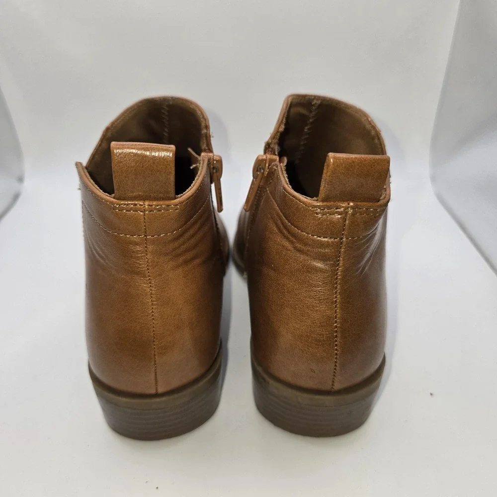 Wonder Nation Boots Girls Size 3 Brown Ankle Zip Block Heel Booties Casual